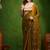 Leaf motif embroidery silk blend ready to wear saree with aari work