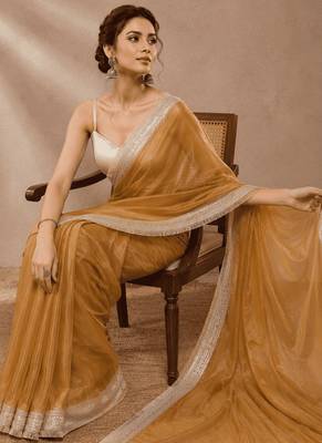 Pure georgette solid ready to wear ready to wear saree 3