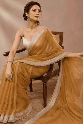 Pure georgette solid ready to wear ready to wear saree