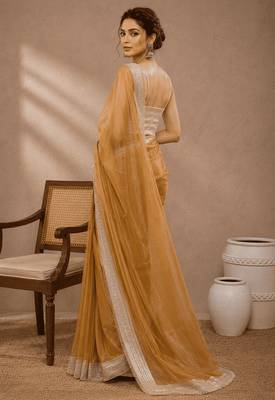 Pure georgette solid ready to wear ready to wear saree 4