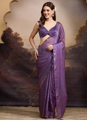 Solid satin ready to wear saree 1