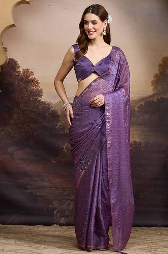Solid satin ready to wear saree