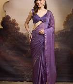 Solid satin ready to wear saree