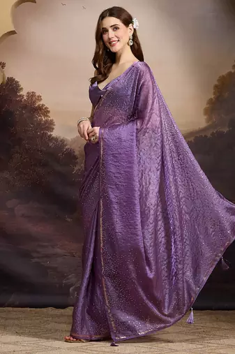 Solid satin ready to wear saree