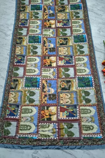 Multicolor Chinon Silk Blend Saree With Mirror Work