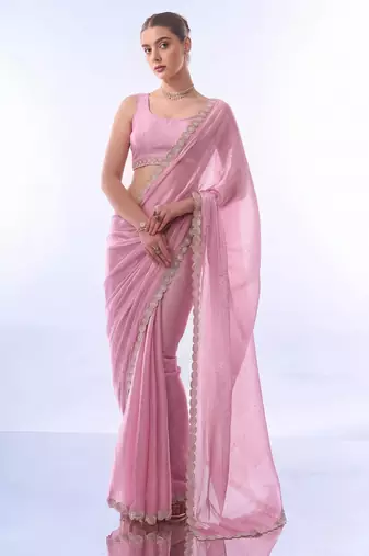 Embellished beads and stones chiffon ready to saree