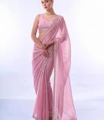Embellished beads and stones chiffon ready to saree