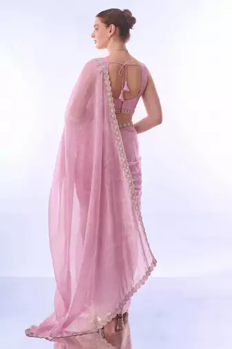 Embellished beads and stones chiffon ready to saree