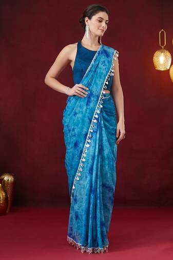 Solid pure chiffon ready to wear saree