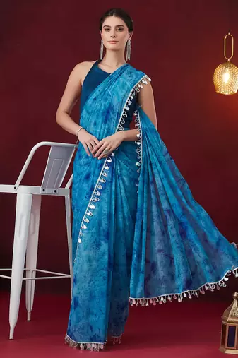 Solid pure chiffon ready to wear saree