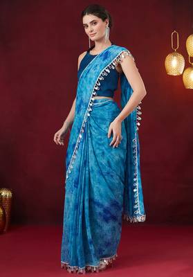 Solid pure chiffon ready to wear saree 3