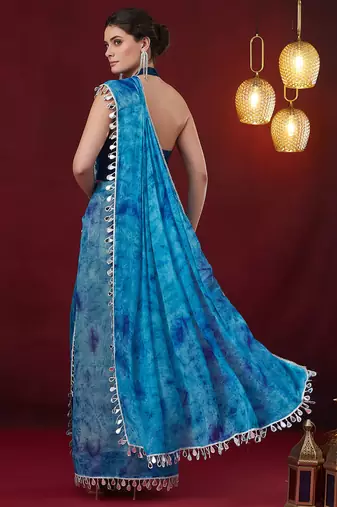 Solid pure chiffon ready to wear saree