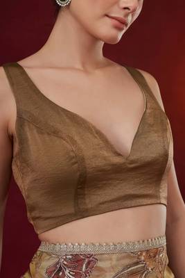 Aari work floral silk blend ready to wear saree 4