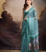 Floral printed silk blend ready to wear saree