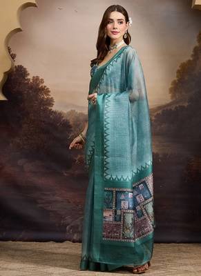 Floral printed silk blend ready to wear saree 2
