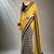 Yellow satin printed border ready to wear saree