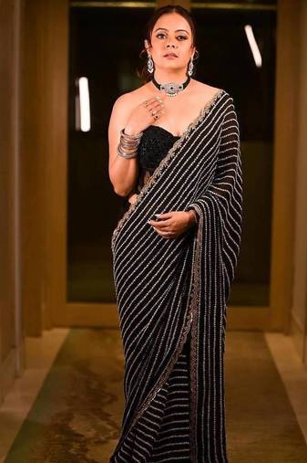 Black Embroidery And Sequin Work Georgette Saree