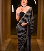 Black Embroidery And Sequin Work Georgette Saree