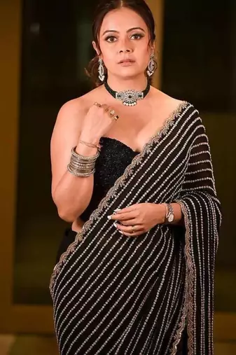 Black Embroidery And Sequin Work Georgette Saree