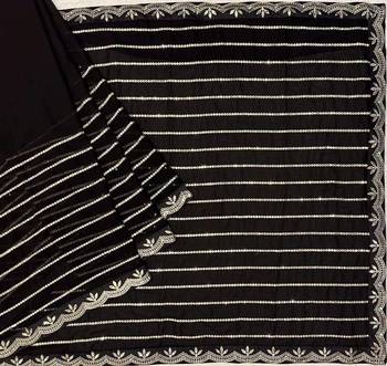Black Embroidery And Sequin Work Georgette Saree 4
