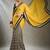 Yellow satin printed border ready to wear saree