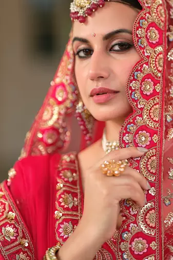Red Premium Silk Bridal Lehenga Choli with Double Dupatta, Zardozi & Hand Embroidery