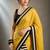 Yellow satin printed border ready to wear saree