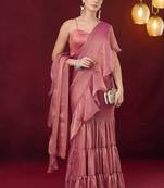 Solid pure chiffon ready to wear  saree
