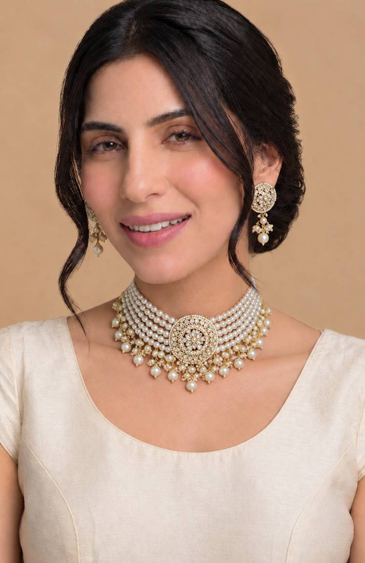 Ivory drop bridal necklace and jhumka set