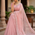 Pink Color Beads And Thred Work Net Saree