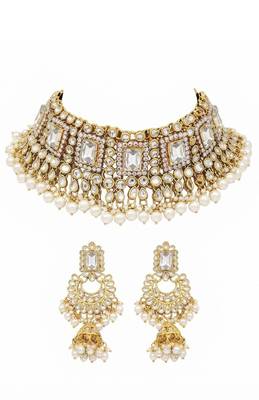 Multi-strand pearl choker and earrings set 2