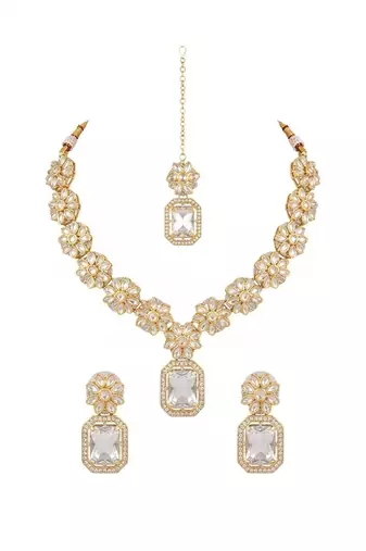 Emerald green necklace and jhumka set