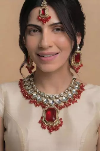 Red bridal jewelry set