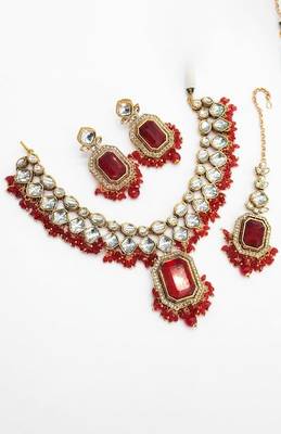 Red bridal jewelry set 2