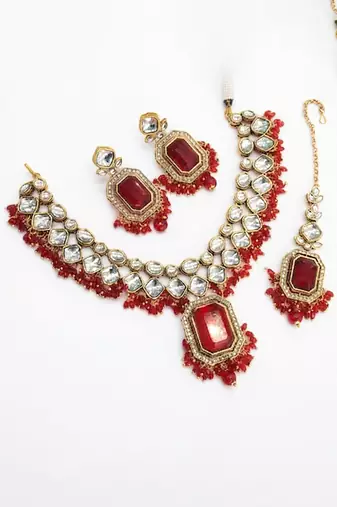 Red bridal jewelry set