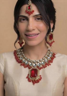 Red bridal jewelry set 3
