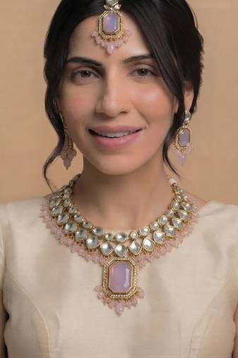 Lavender pink bridal jewelry set