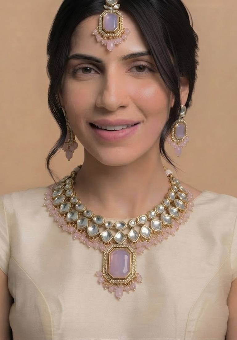 Lavender pink bridal jewelry set