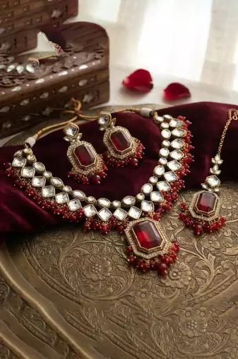 Red bridal jewelry set