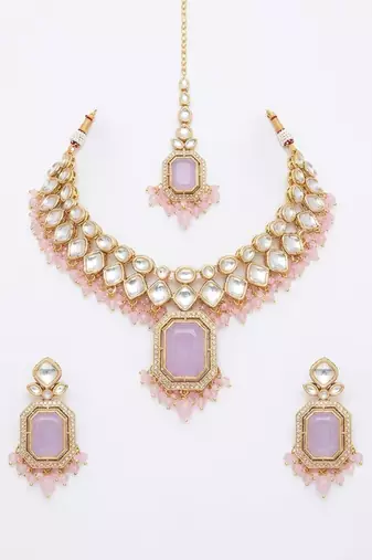 Lavender pink bridal jewelry set