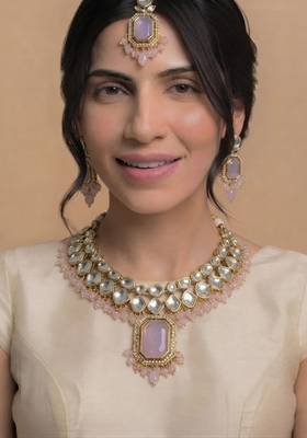 Lavender pink bridal jewelry set 3