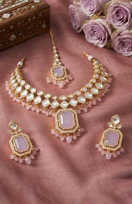 Lavender pink bridal jewelry set 4