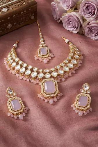 Lavender pink bridal jewelry set