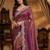 pink color embroidery work with cut work border and havy daimond work silk blend saree