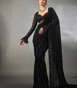 Black Georgette Saree With Embroidery Work
