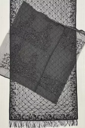 Black Georgette Saree With Embroidery Work