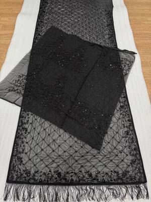 Black Georgette Saree With Embroidery Work 4