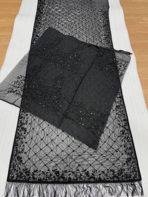 Black Georgette Saree With Embroidery Work 5