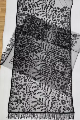 Black Sequins Embroidery Work Net Saree