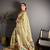 yellow color premium cotton blend flower-peacock printed sarees